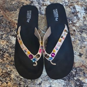 Jewel Wedge flip flops